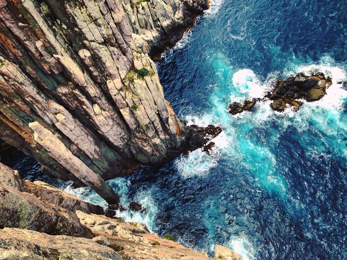 The 'Totem Pole' from the last lookout of the Cape Hauy Track, in Tasman National Park, Tasmania